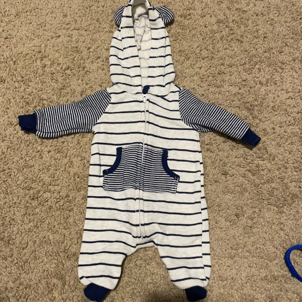 Striped zipper onesie